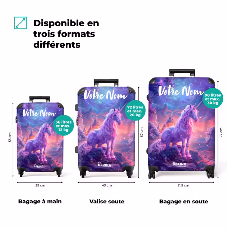 Valise avec nom - Licorne violette dans un environnement magique — 3