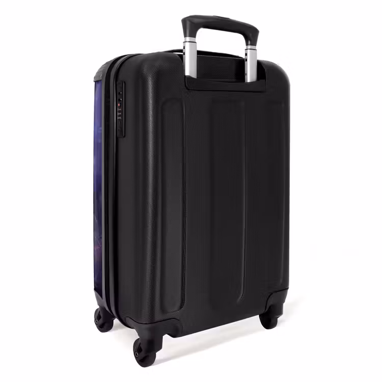 Valise avec nom - Portrait d'une licorne parmi des fleurs violettes — 4