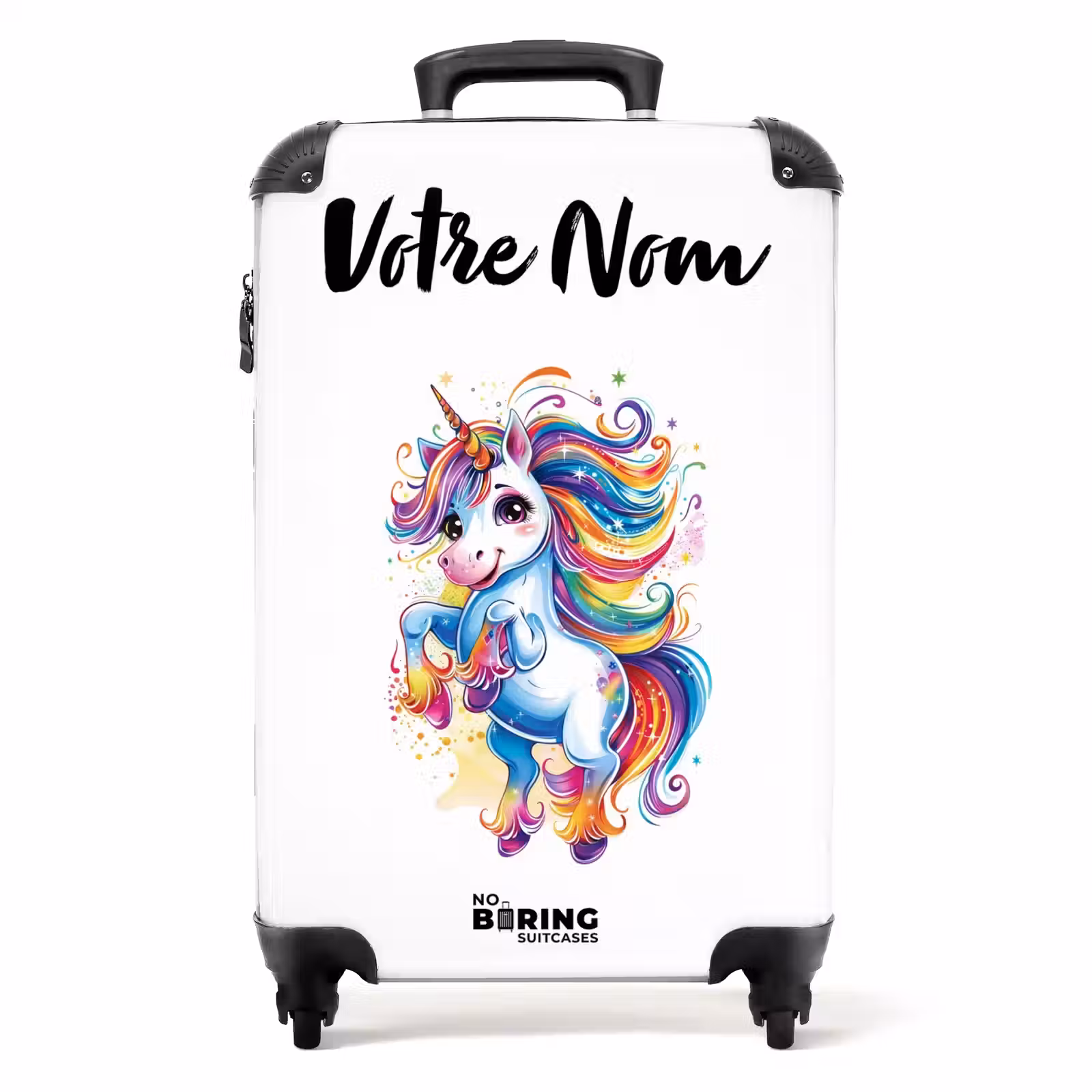 Valise avec nom - Licorne à la crinière arc-en-ciel — 1