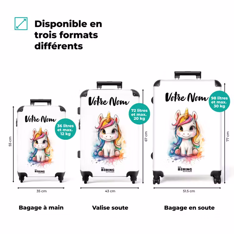 Valise avec nom - Cavalier blanc avec crinière colorée et éclaboussures de peinture — 3