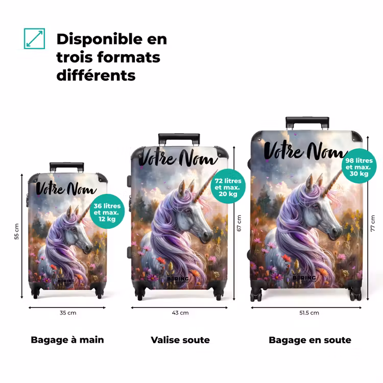 Valise avec nom - Lavande corne de printemps — 3