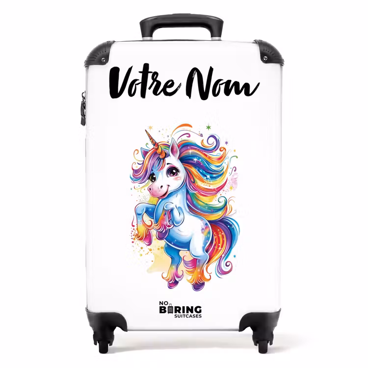 Valise avec nom - Licorne à la crinière arc-en-ciel — 1