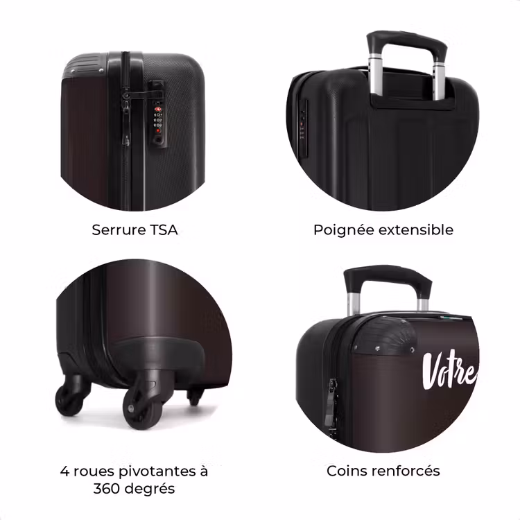 Valise avec nom - Licorne et fleurs sur fond noir — 8