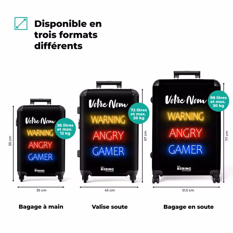 Valise avec nom - Avertissement Angry Gamer — 3