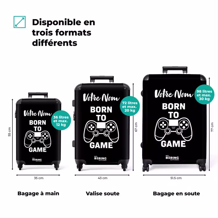 Valise avec nom - Né pour jouer — 3
