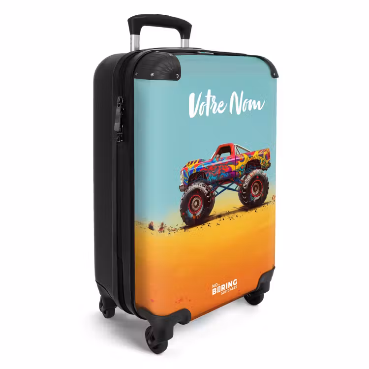 Valise avec nom - Camion monstre avec impression de graffiti dans le sable — 2