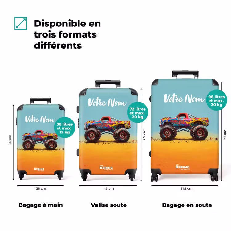 Valise avec nom - Camion monstre avec impression de graffiti dans le sable — 3