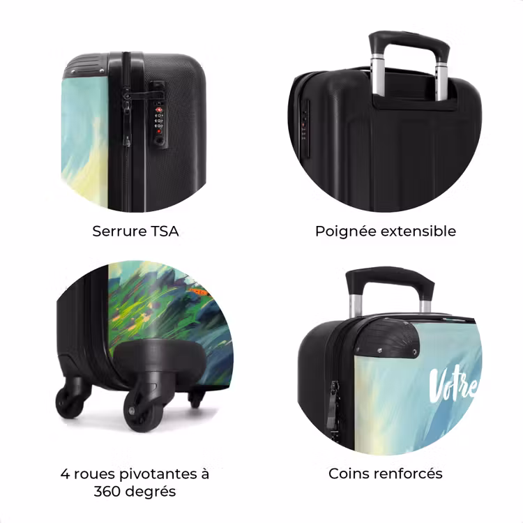 Valise avec nom - Camion monstre vert avec coups de pinceau — 8