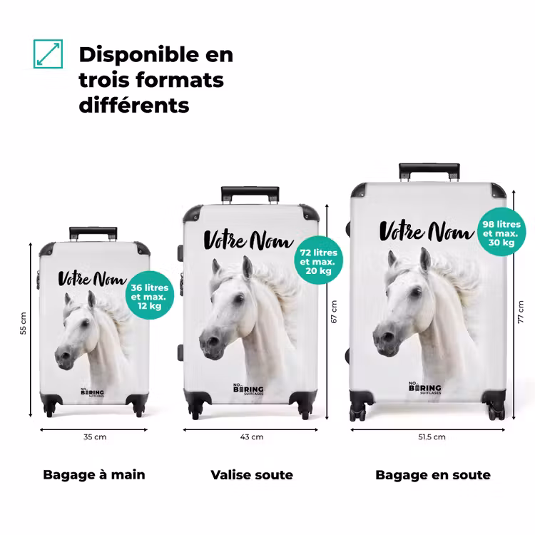 Valise avec nom - Cheval blanc à la crinière battante — 3