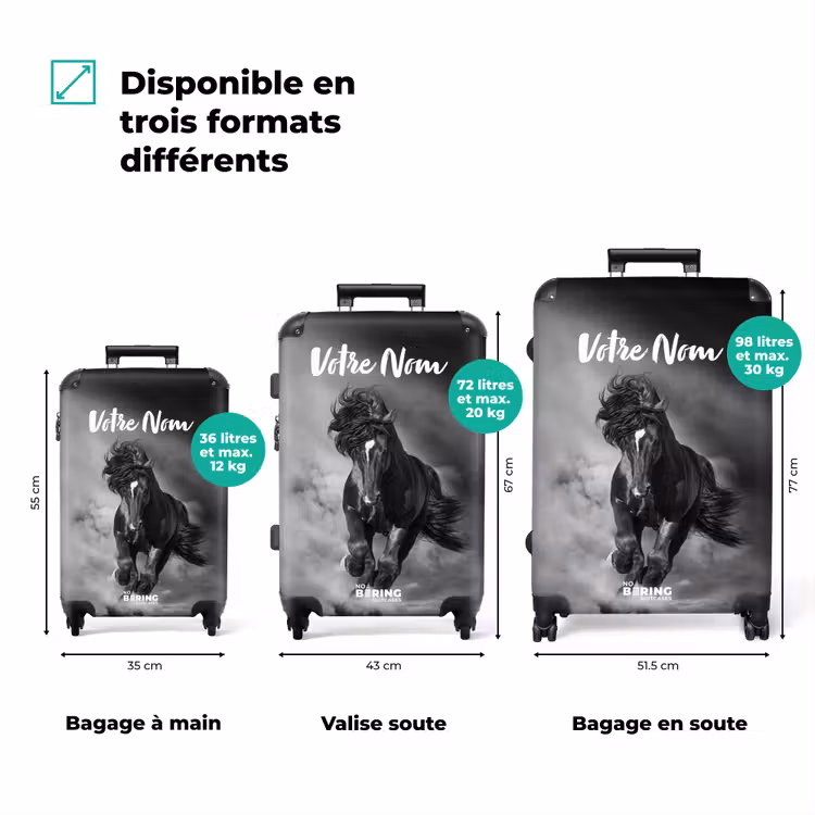 Valise avec nom - Cheval noir au galop — 3
