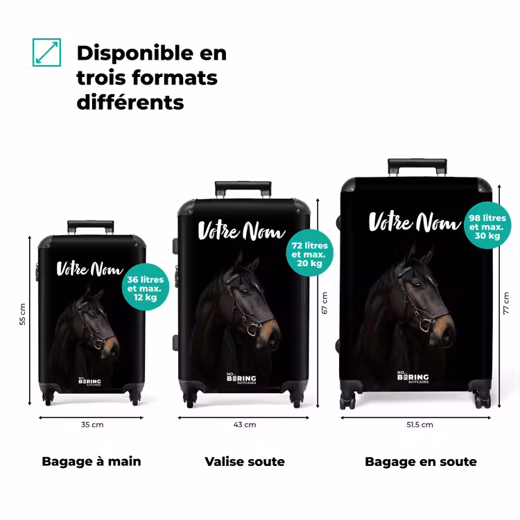 Valise avec nom - Cheval noir élégant — 3