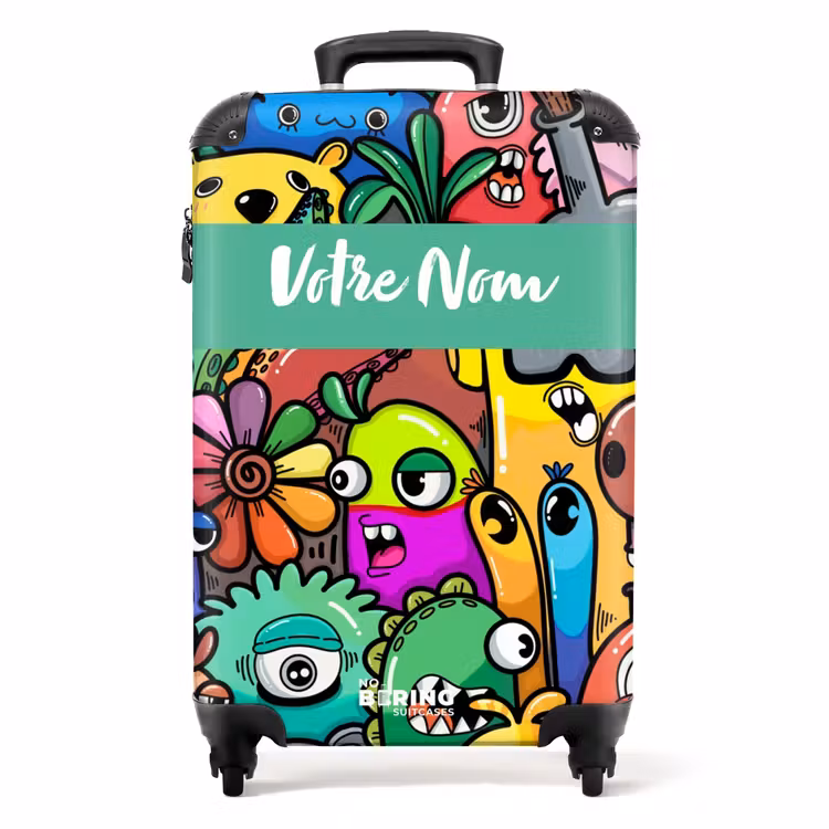 Valise avec nom - Défilé de monstres colorés — 1