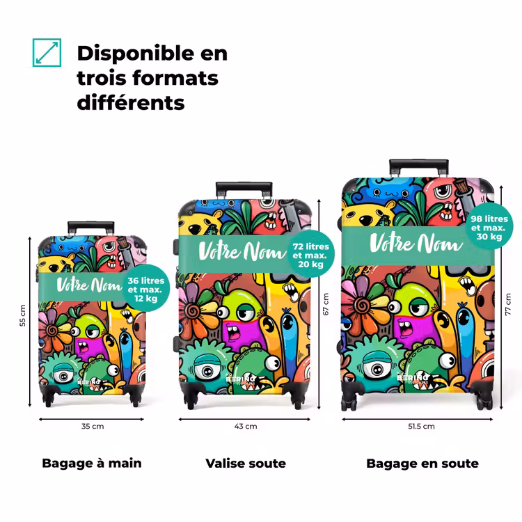 Valise avec nom - Défilé de monstres colorés — 3