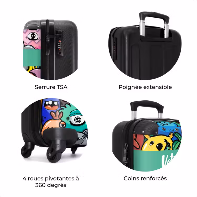 Valise avec nom - Défilé de monstres colorés — 8
