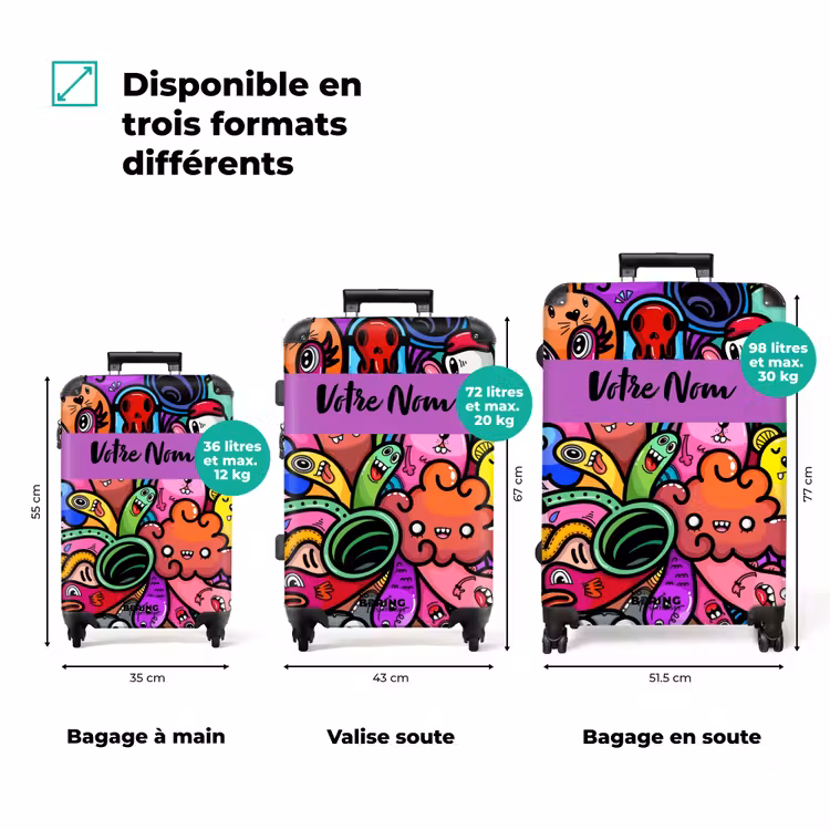 Valise avec nom - Joyeux chaos monstre — 3