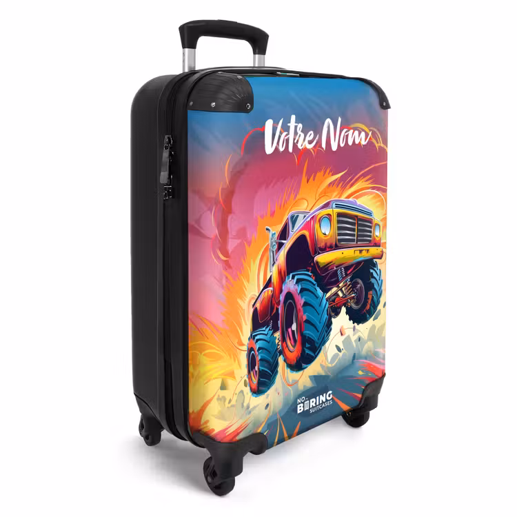 Valise avec nom - Le Monster Truck rose survole l'asphalte — 2