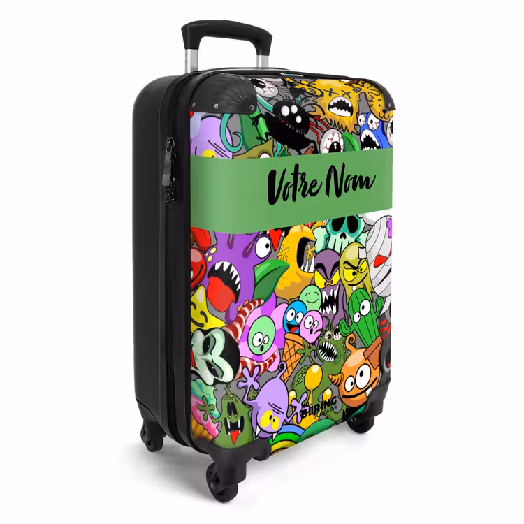 Valise avec nom - Mélange de monstres colorés — 2