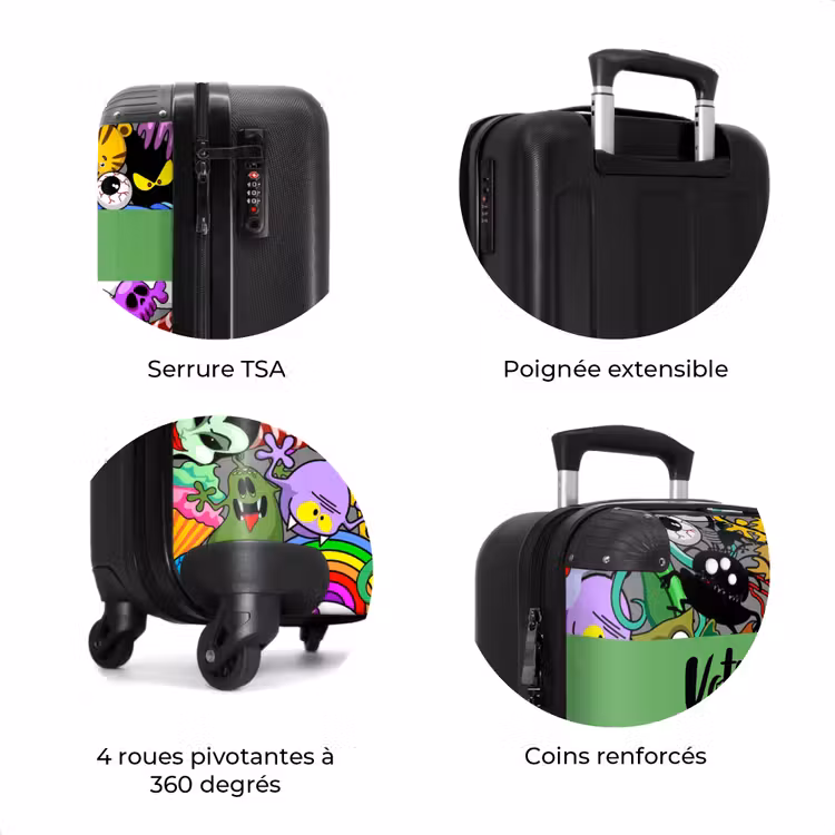 Valise avec nom - Mélange de monstres colorés — 8