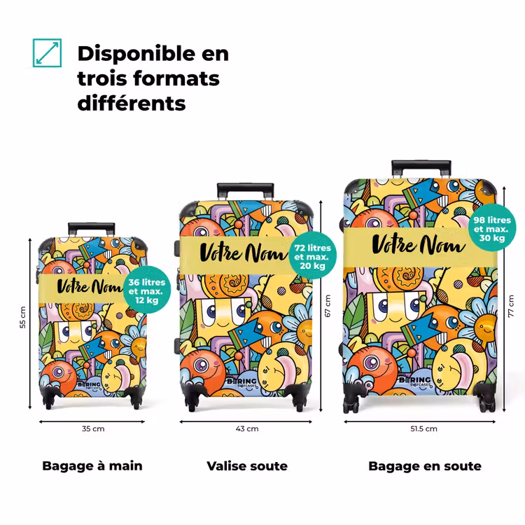 Valise avec nom - Monstre à pois — 3