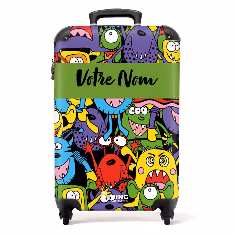 Valise avec nom - Monstres aux couleurs vives — 1