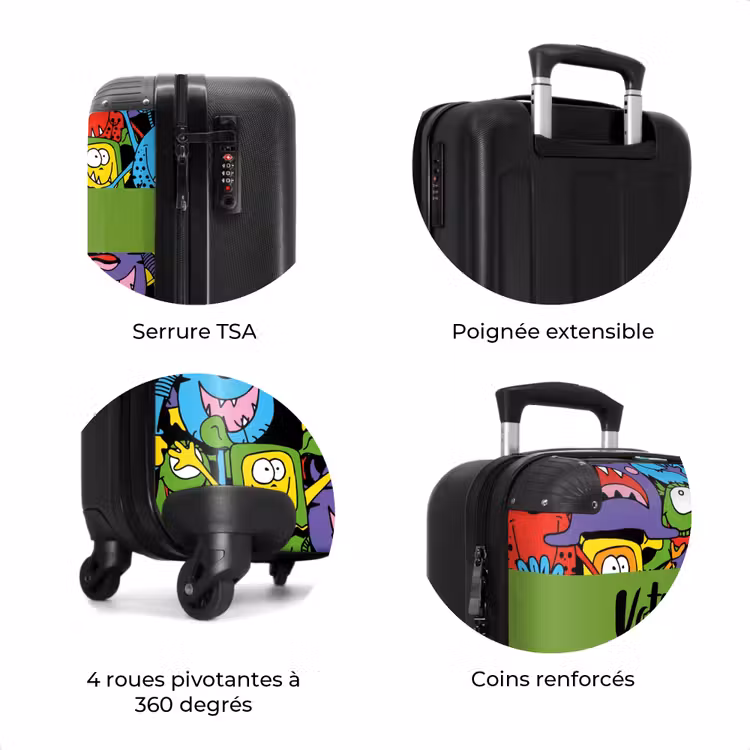 Valise avec nom - Monstres aux couleurs vives — 8