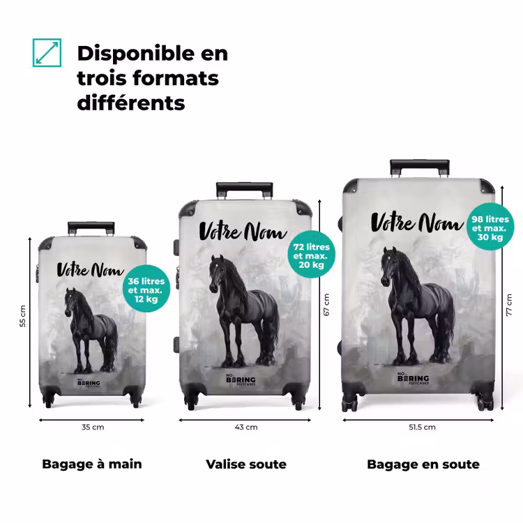 Valise avec nom - Portrait statique d'un cheval noir — 3
