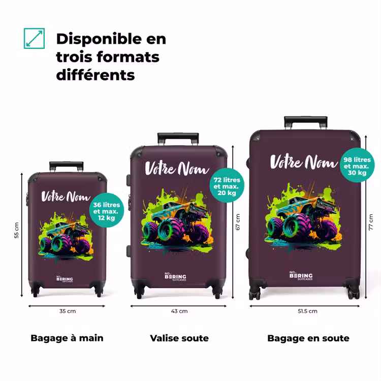 Valise avec nom - Roues néon — 3