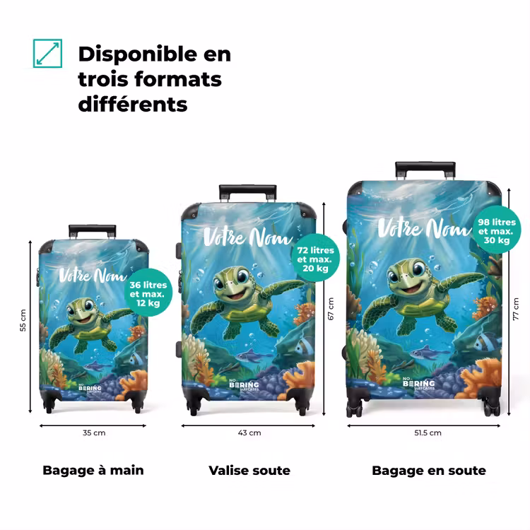 Valise avec nom - Tortue de mer Zippy — 3