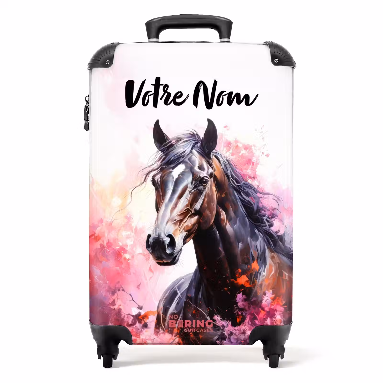Valise avec nom - Aquarelle d'un cheval en explosion de couleurs — 1