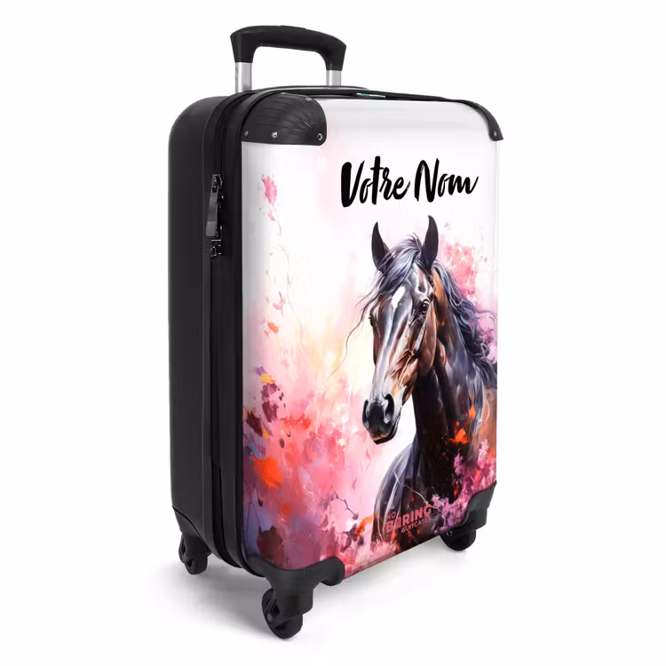 Valise avec nom - Aquarelle d'un cheval en explosion de couleurs — 2
