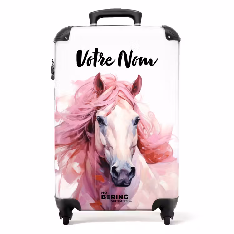 Valise avec nom - Cheval de course pastel — 1