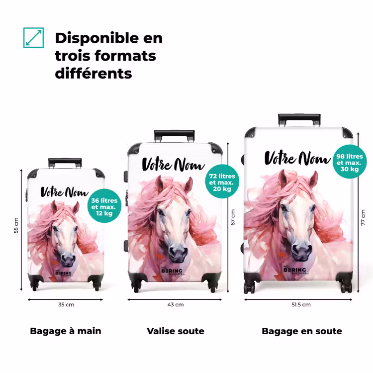 Valise avec nom - Cheval de course pastel — 3