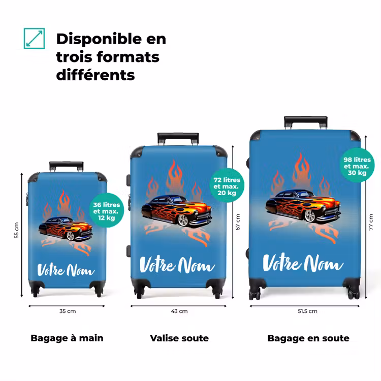 Valise avec nom - Flammes de hotrod — 3