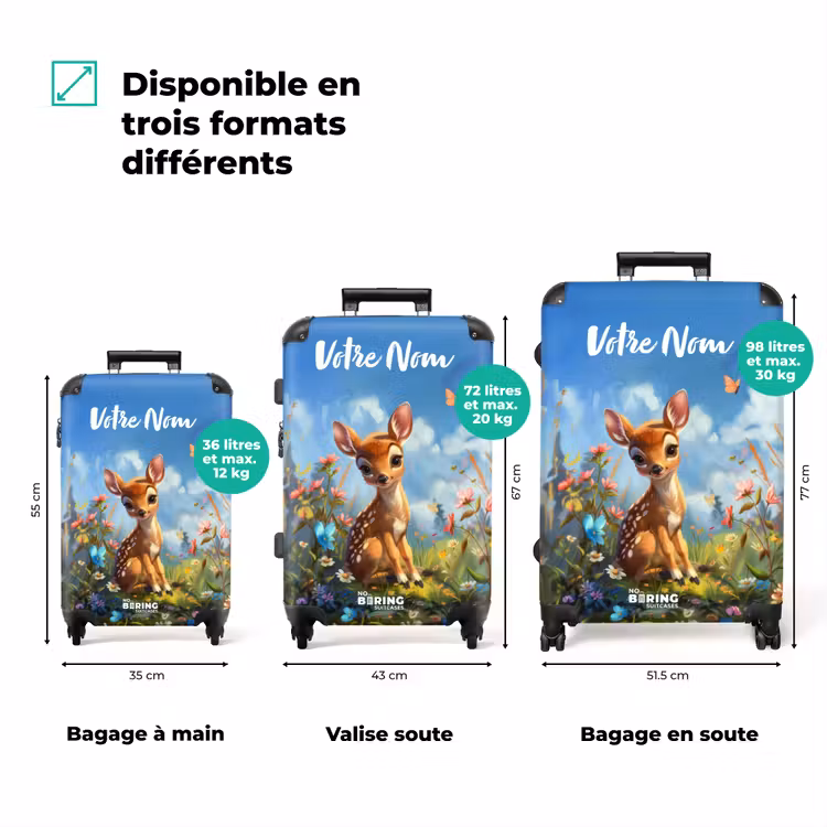Valise avec nom - Bailey fleur cerf — 3