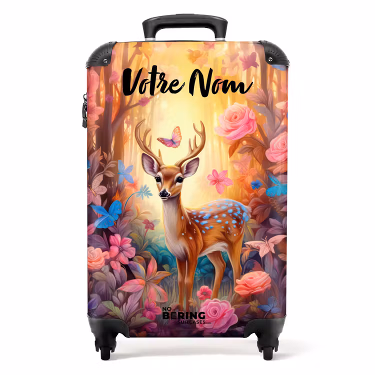 Valise avec nom - Cerf de la forêt fleurie — 1