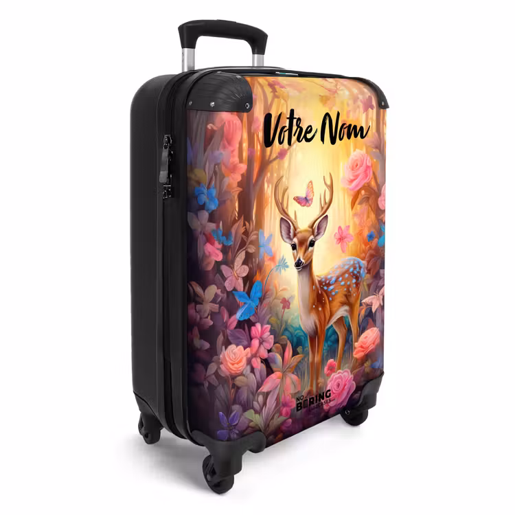 Valise avec nom - Cerf de la forêt fleurie — 2