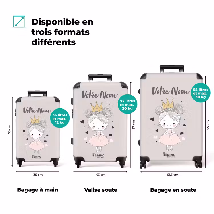 Valise avec nom - Princesse au chignon — 3