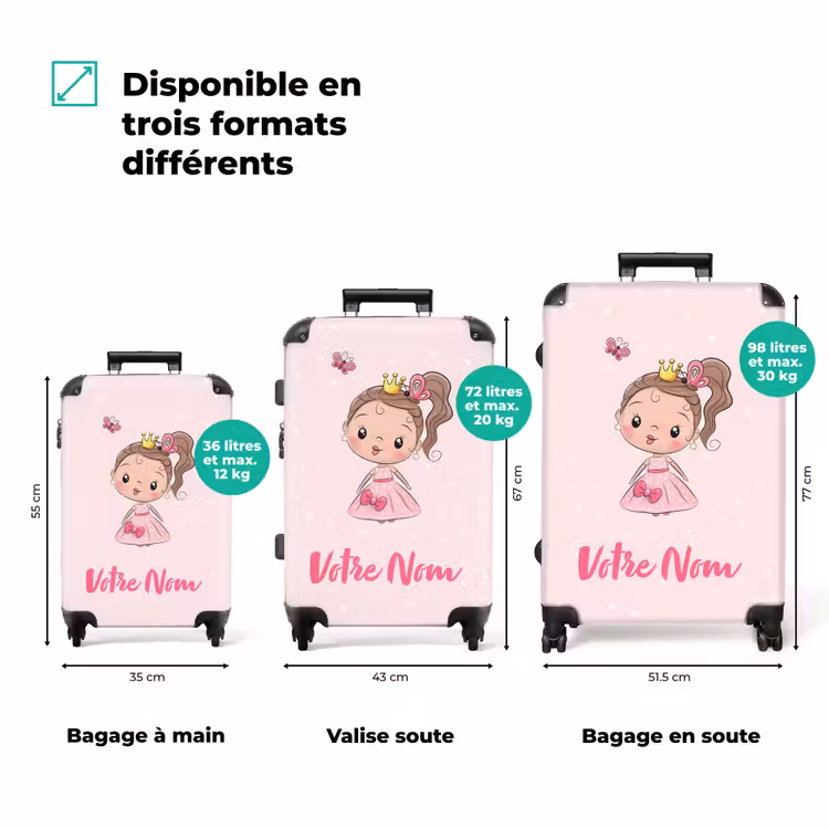 Valise avec nom - Princesse rose — 3