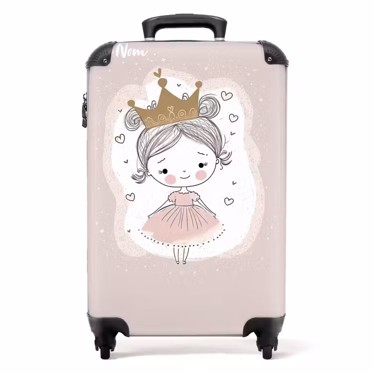 Valise avec nom - Princesse sur fond coloré avec des cœurs — 1