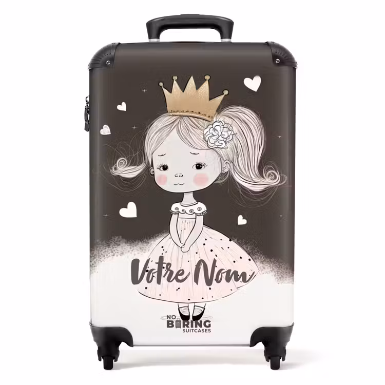 Valise avec nom - Princesse timide avec une fleur — 1
