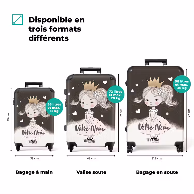 Valise avec nom - Princesse timide avec une fleur — 3