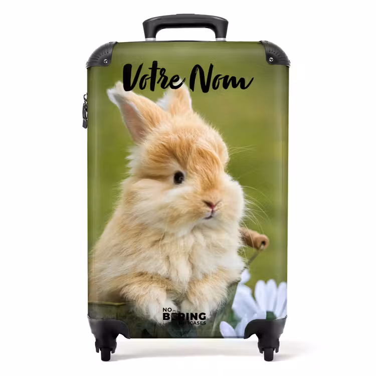 Valise avec nom - Lapin dans un pot de fleurs — 1