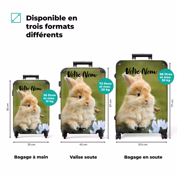 Valise avec nom - Lapin dans un pot de fleurs — 3