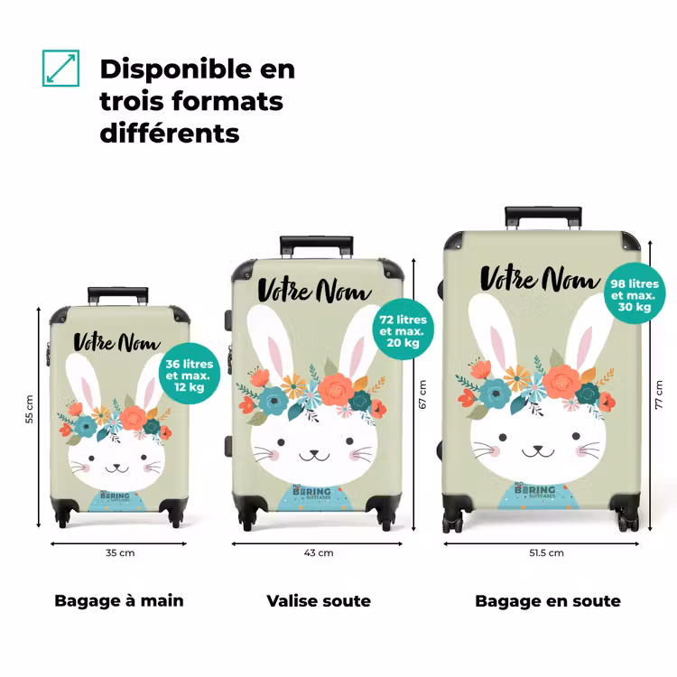 Valise avec nom - Lièvre hippie — 3