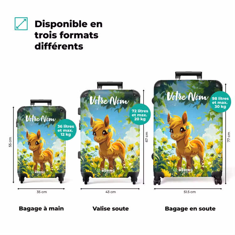 Valise avec nom - Poney ensoleillé — 3