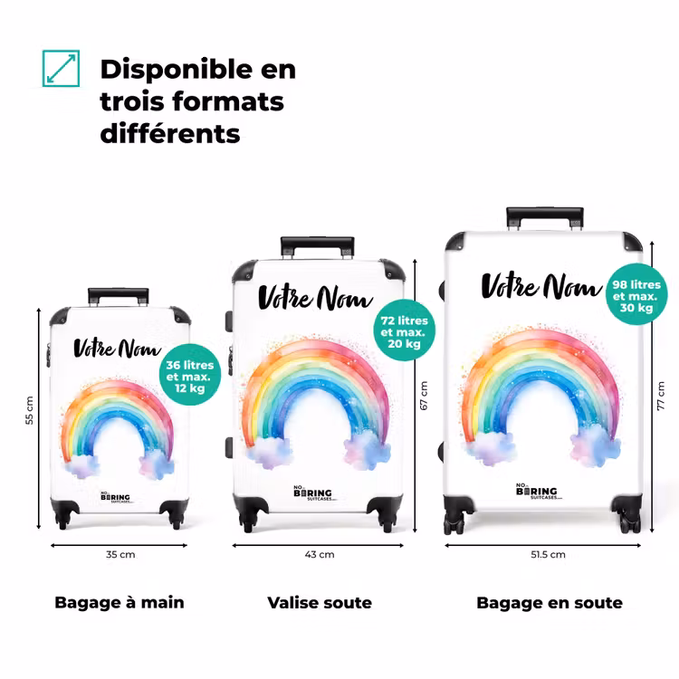 Valise avec nom - Arc-en-ciel à l'aquarelle — 3