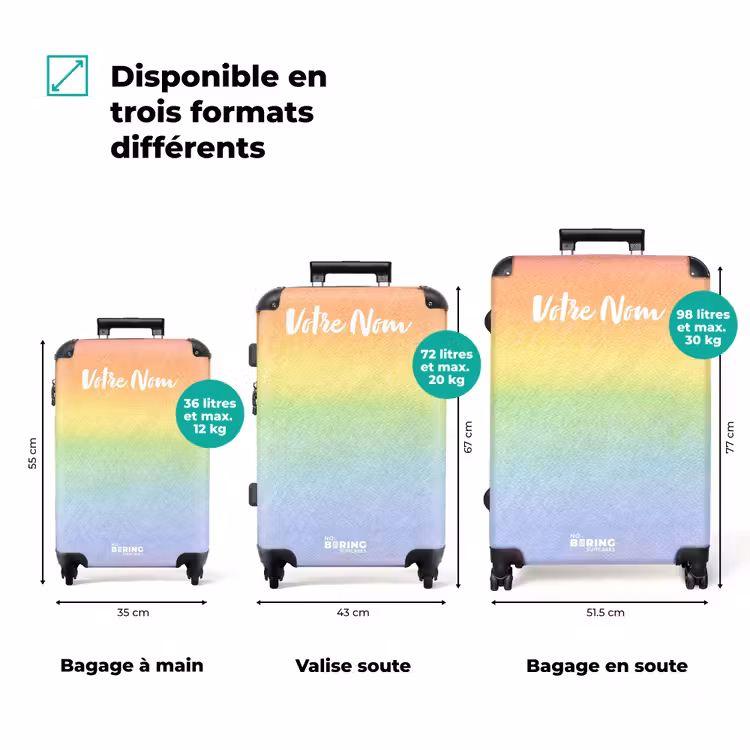 Valise avec nom - Arc-en-ciel pastel — 3