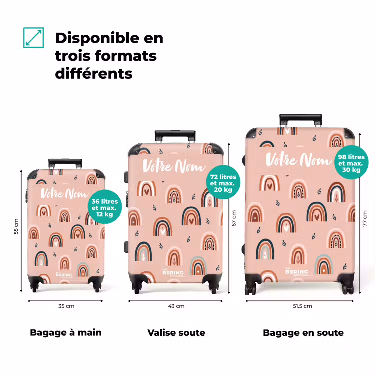 Valise avec nom - Arcs-en-ciel roses — 3