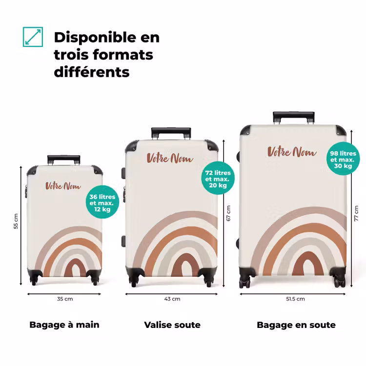 Valise avec nom - Naturel arc-en-ciel brut — 3