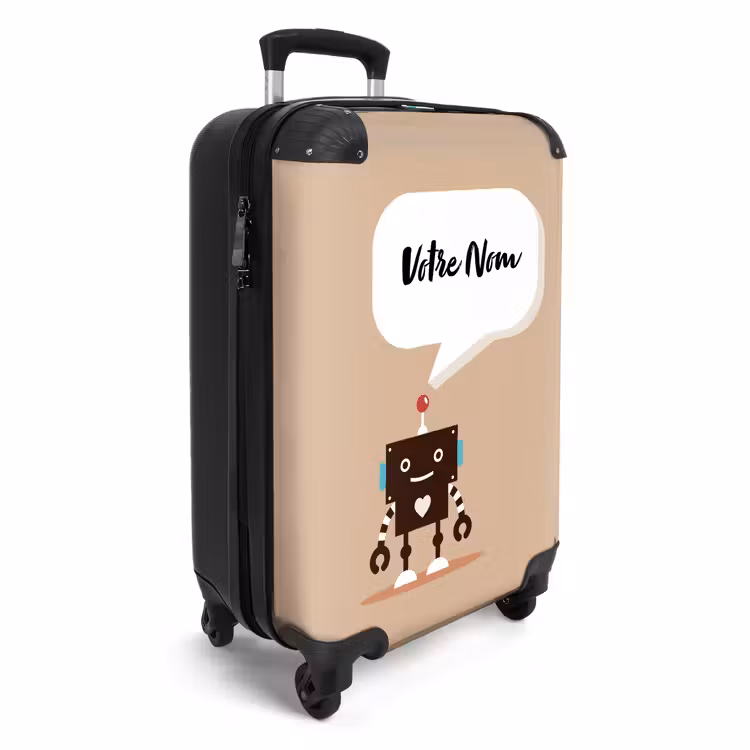 Valise avec nom - Robot parlant beige — 2